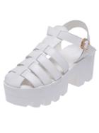 Romwe White Round Toe Heavy-bottomed Sandals