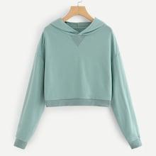 Romwe Solid Crop Hoodie