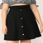 Romwe Plus Paperbag Waist Button Up Skirt