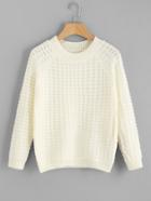 Romwe Raglan Sleeve Textured Sweater