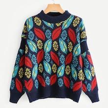 Romwe Leaf Print Jumper