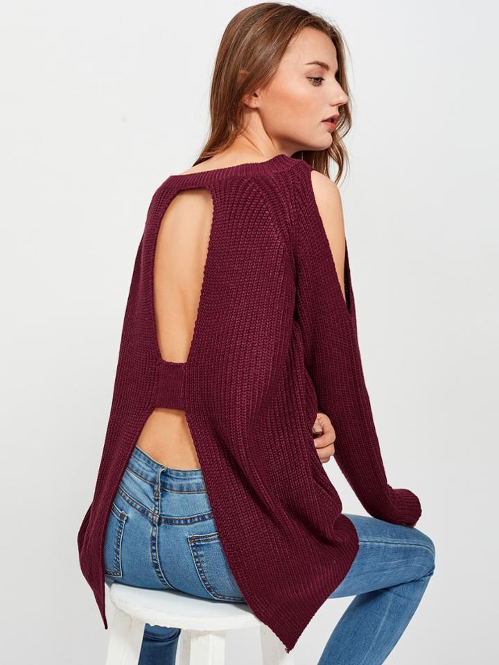 Romwe Cutout Shoulder And Back Jumper