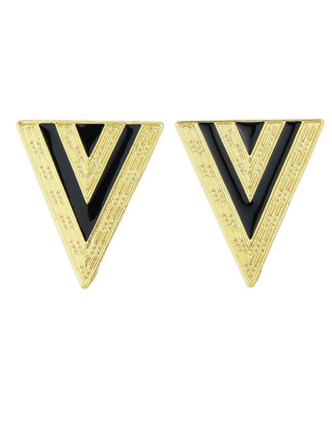Romwe Black Triangle Enamel Alloy Earring