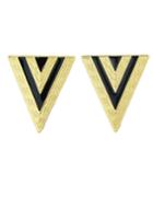Romwe Black Triangle Enamel Alloy Earring