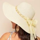 Romwe Chain Detail Exaggerated Bow Decor Floppy Hat