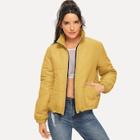 Romwe Zip Front Puffer Jacket