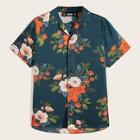 Romwe Guys Button Front Floral Print Shirt