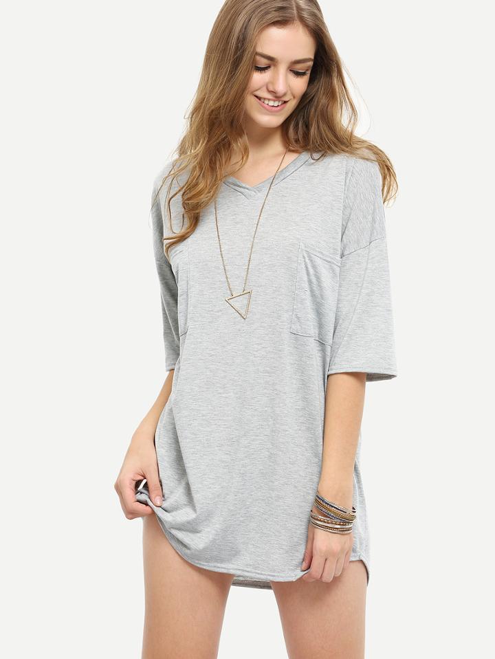 Romwe Dual Pocket Drop Shoulder Tee Dress