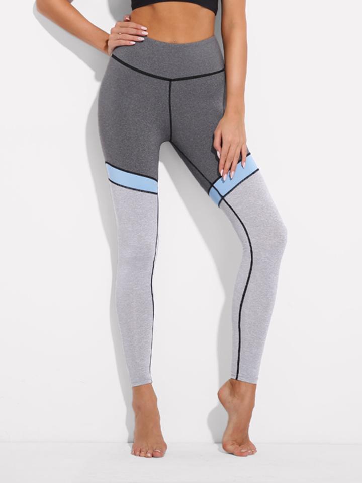 Romwe Contrast Stitching Marled Leggings