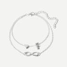 Romwe Letter F Detail Layered Chain Anklet