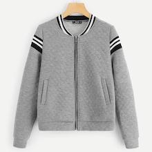 Romwe Zip Up Striped Jacket