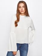 Romwe Bow Tie Back Fluted Sleeve Top