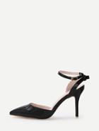 Romwe Black Pointed Out Ankle Strap High Stiletto Pumps