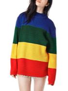 Romwe Color-block Long Sleeve Sweater