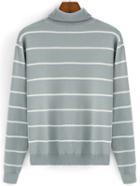 Romwe Turtleneck Striped Grey Sweater
