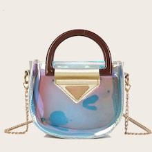 Romwe Iridescent Chain Bag With Double Handle