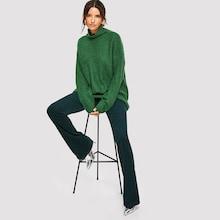 Romwe Cowl Neck Drop Shoulder Sweater