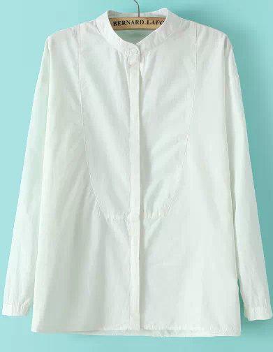 Romwe Round Neck Shift White Blouse