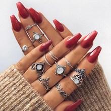 Romwe Lotus & Heart Ring Set 13pcs