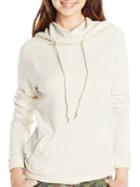 Romwe Hooded Drawstring Pocket Beige Sweatshirt