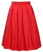 Romwe High Waist Pleated Red Skirt