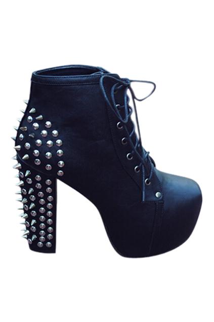 Romwe Romwe Pointed Rivets Embellished Cool High Heels