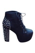 Romwe Romwe Pointed Rivets Embellished Cool High Heels