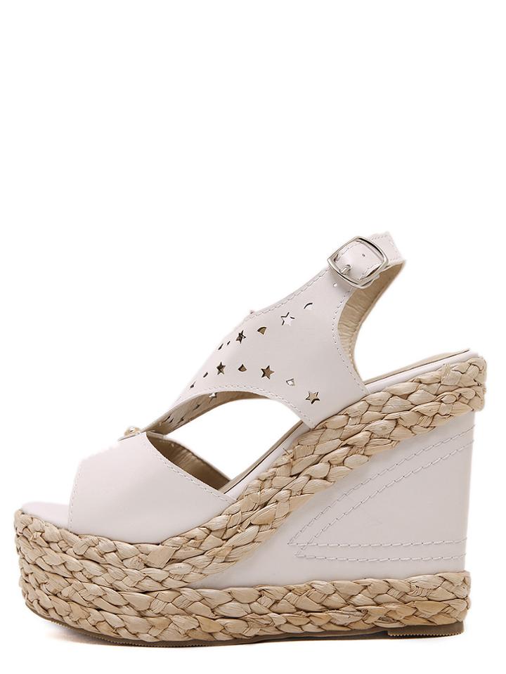 Romwe Apricot Espadrille Open Toe Wedge Pumps