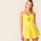 Romwe Twist Front Peekaboo Wide Leg Cami Romper