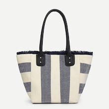 Romwe Tassel Trim Color Block Tote Bag
