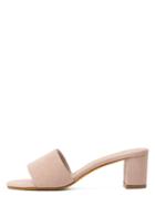 Romwe Pink Faux Suede Open Toe Chunky Sandals