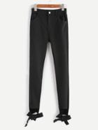 Romwe Black Self Tie Hem Skinny Jeans