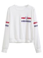 Romwe White Printed Casual Sweatshirt