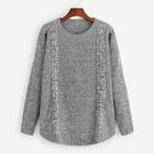 Romwe Cable Knit Marled Sweater