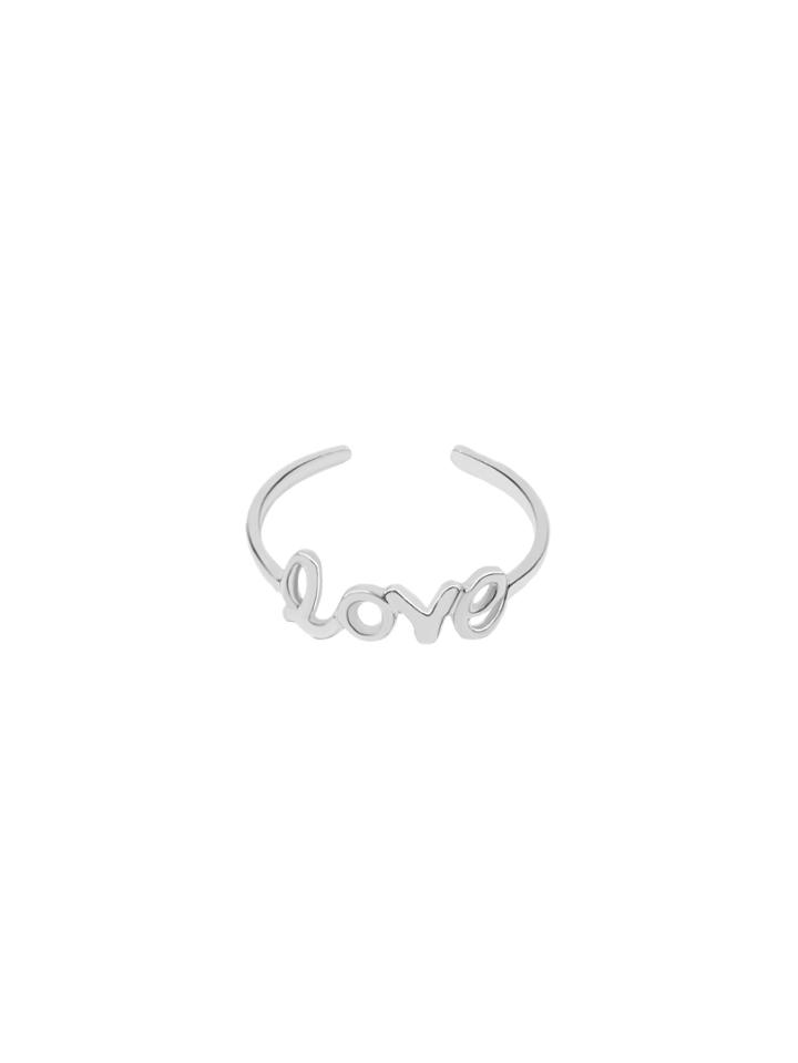 Romwe Silver Love Cutout Toe Ring