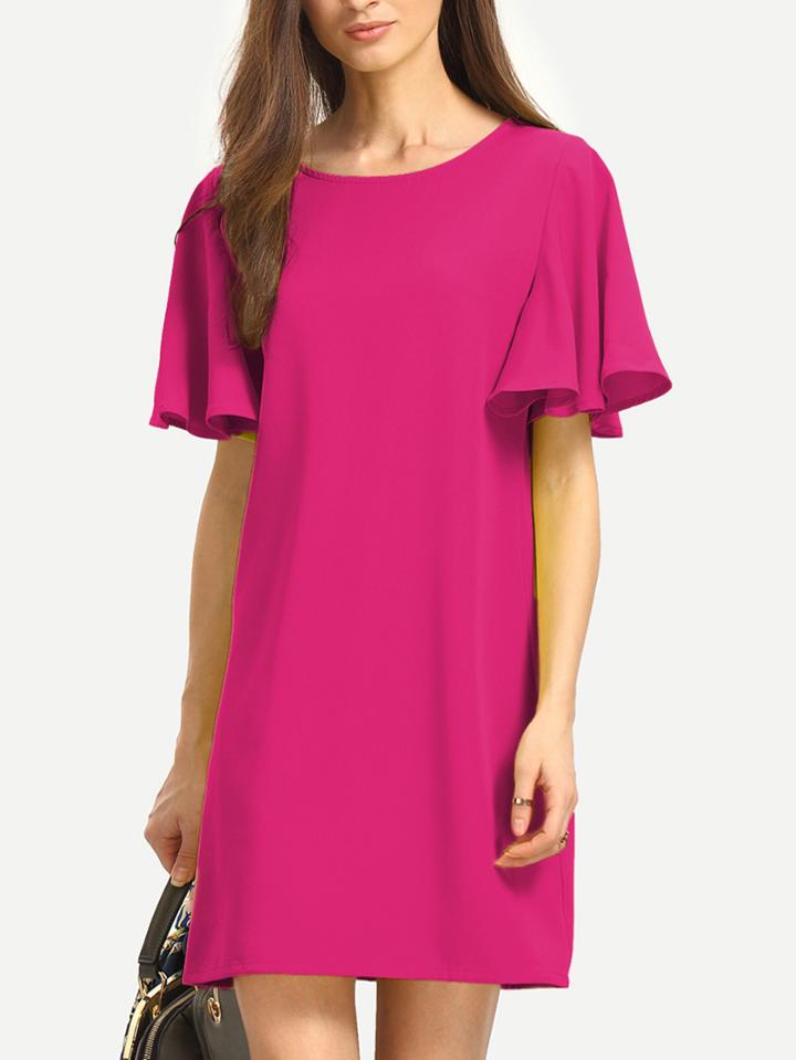 Romwe Flutter Sleeve Tunic Dress