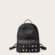 Romwe Studded Decor Nylon Backpack