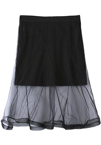 Romwe With Organza Peplum Hem Skirt
