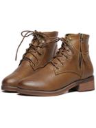 Romwe Brown Point Toe Lace Up Ankle Boots