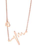 Romwe Rose Gold Plated Waveform Pendant Statement Necklace