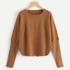 Romwe Cut And Sew Solid Cocoon Sweater