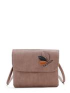 Romwe Leaf Patch Letter Print Flap Bag