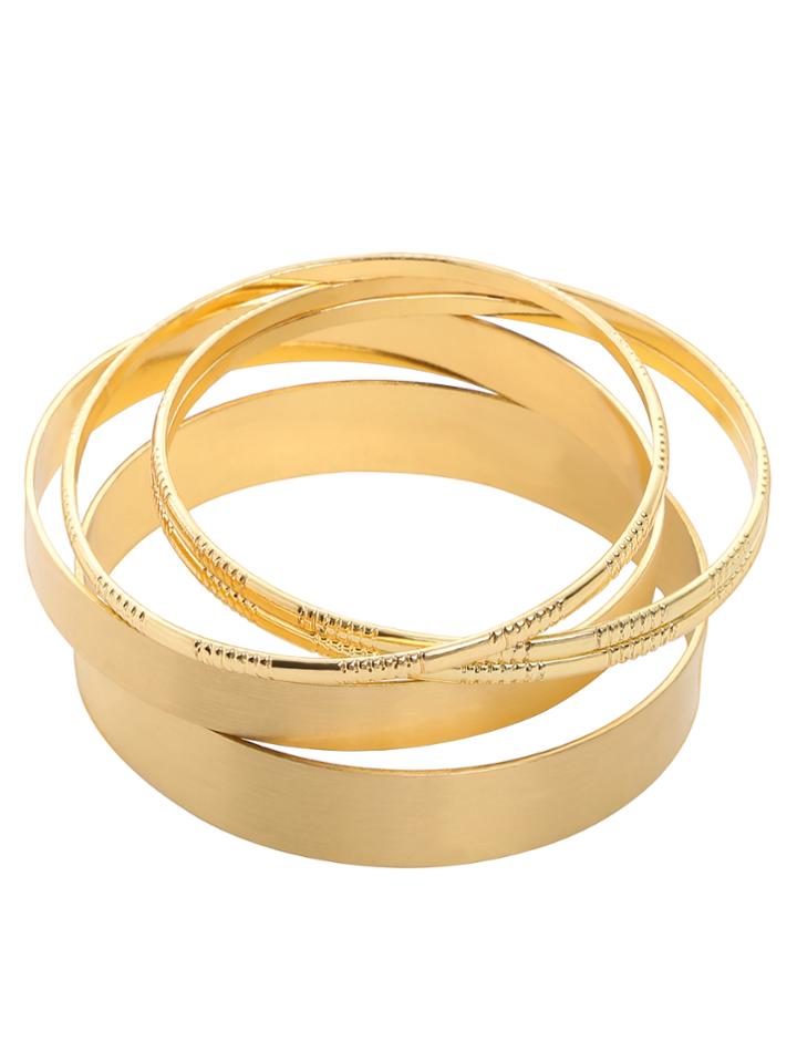 Romwe Golden Multilayer Circle Bracelet Set - 4pcs