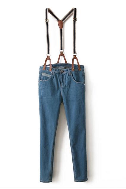 Romwe Detachable Straps Denim Jumpsuit