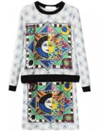 Romwe Long Sleeve Cartoon Print Top With Skirt