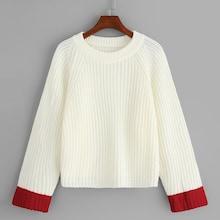 Romwe Colorblock Sleeve Raglan Sleeve Jumper