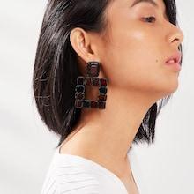 Romwe Color Block Open Square Drop Earring