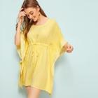 Romwe Batwing Sleeve Drawstring Knot Cover Ups