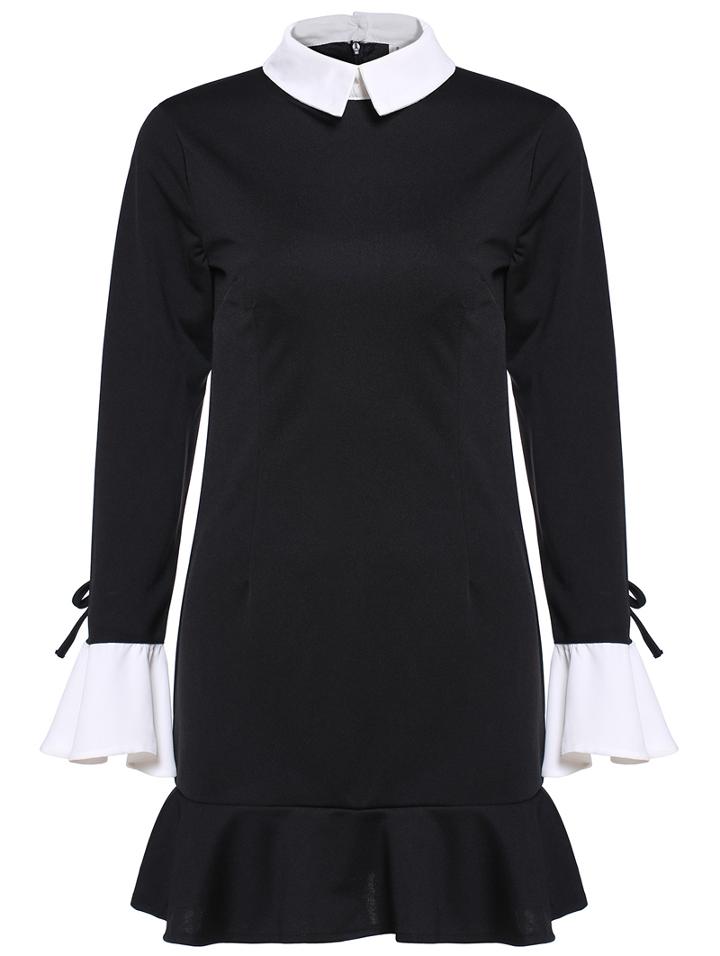 Romwe Contrast Collar Flouncing Dress