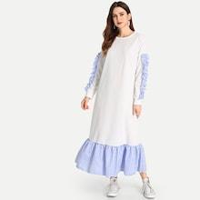 Romwe Ruffle Hem Plaid Dress